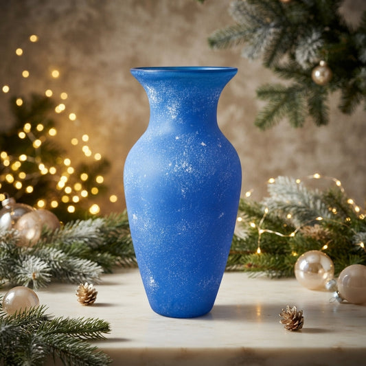 Boan Vaso Vetro Satinato Blu Stellato H 37×16 cm
