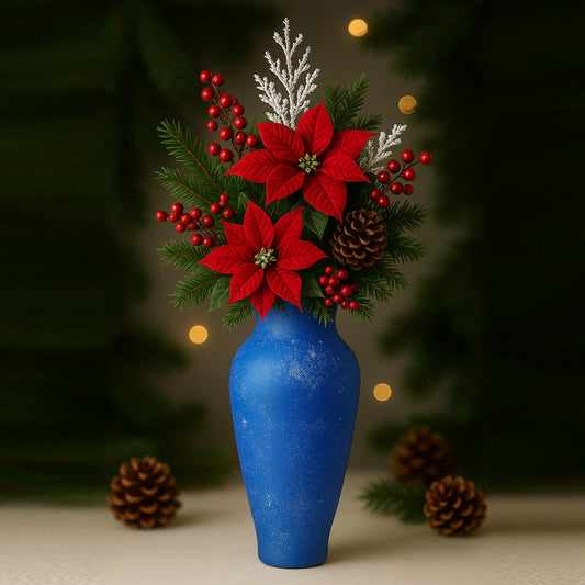 Boan vaso in vetro satinato blu stellato H37x16 cm decorativo