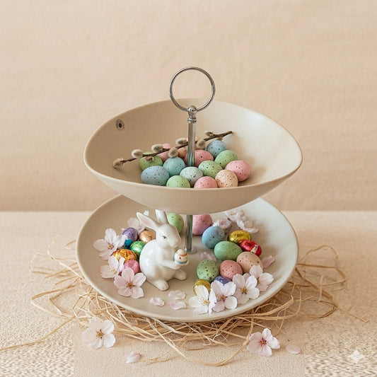 Bodanova – Alzata 2 Piani Bianco Gres Ø26/21 h 24 cm