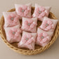 Bomboniera elegante baby girl 9x9cm fiore marmorizzato rosa

