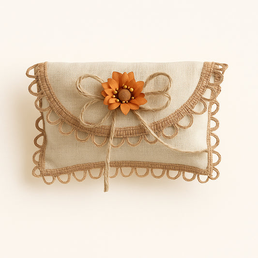 Bomboniere rustiche country chic con fiocco e fiore centrale