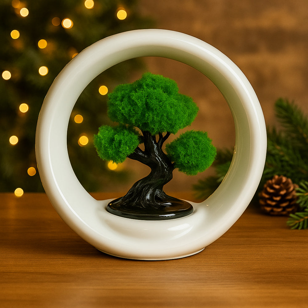 Bonsai Sharon in porcellana bianca H.21x21 cm – Elegante decorazione minimal Made in Italy

