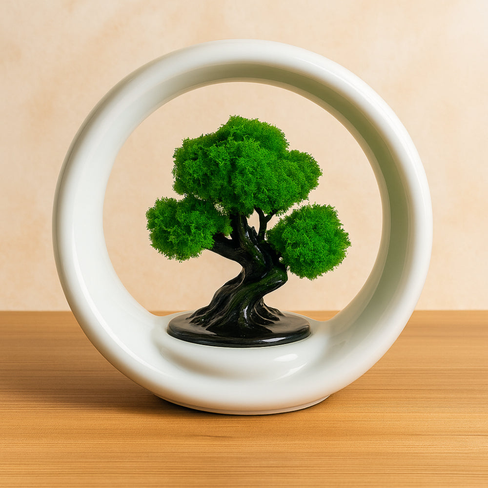 Bonsai Sharon in porcellana bianca H.21x21 cm – Elegante decorazione minimal Made in Italy

