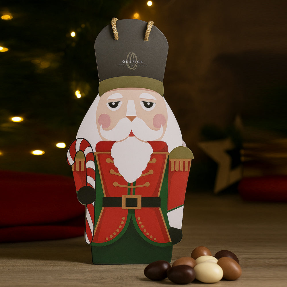 Borsetta Orefice Schiaccianoci rosso con 100 g di dragees assortiti