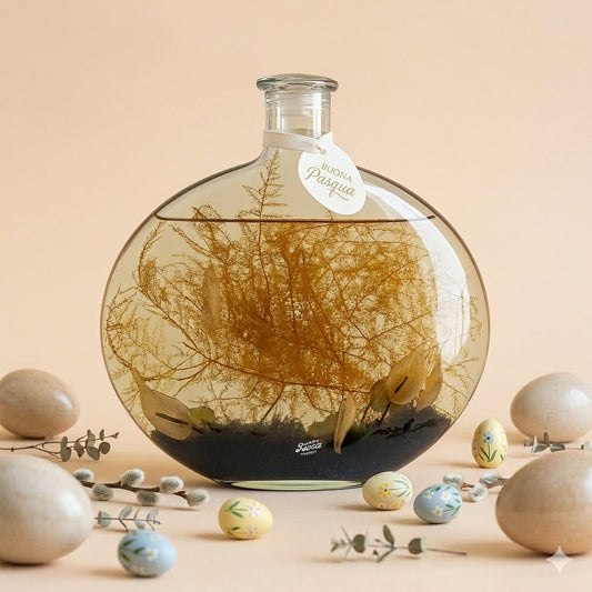 Bottiglia Decorativa con Olio e Fiori in Vetro H 24x24
