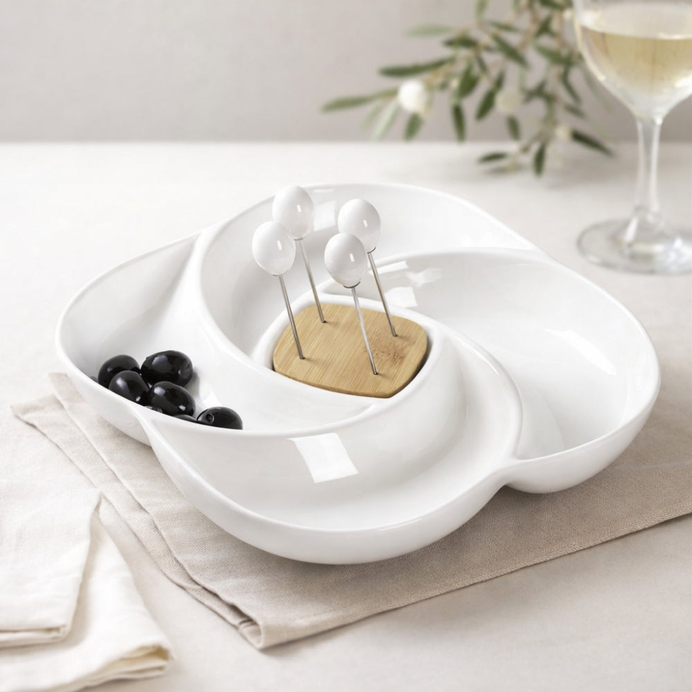 Brandani Antipastiera Girella Porcellana Bamboo Ø 24 cm