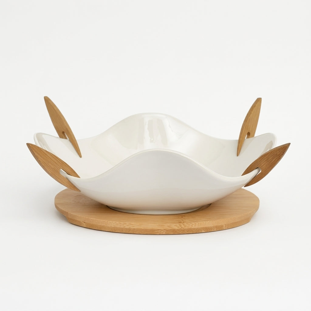 Brandani Antipastiera Nuvola in Porcellana e Bambù 21x13x7 cm