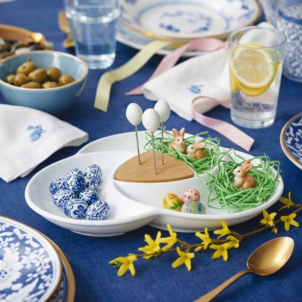 Brandani Antipastiera Spicchio di Luna Porcellana Bamboo 26x24 cm