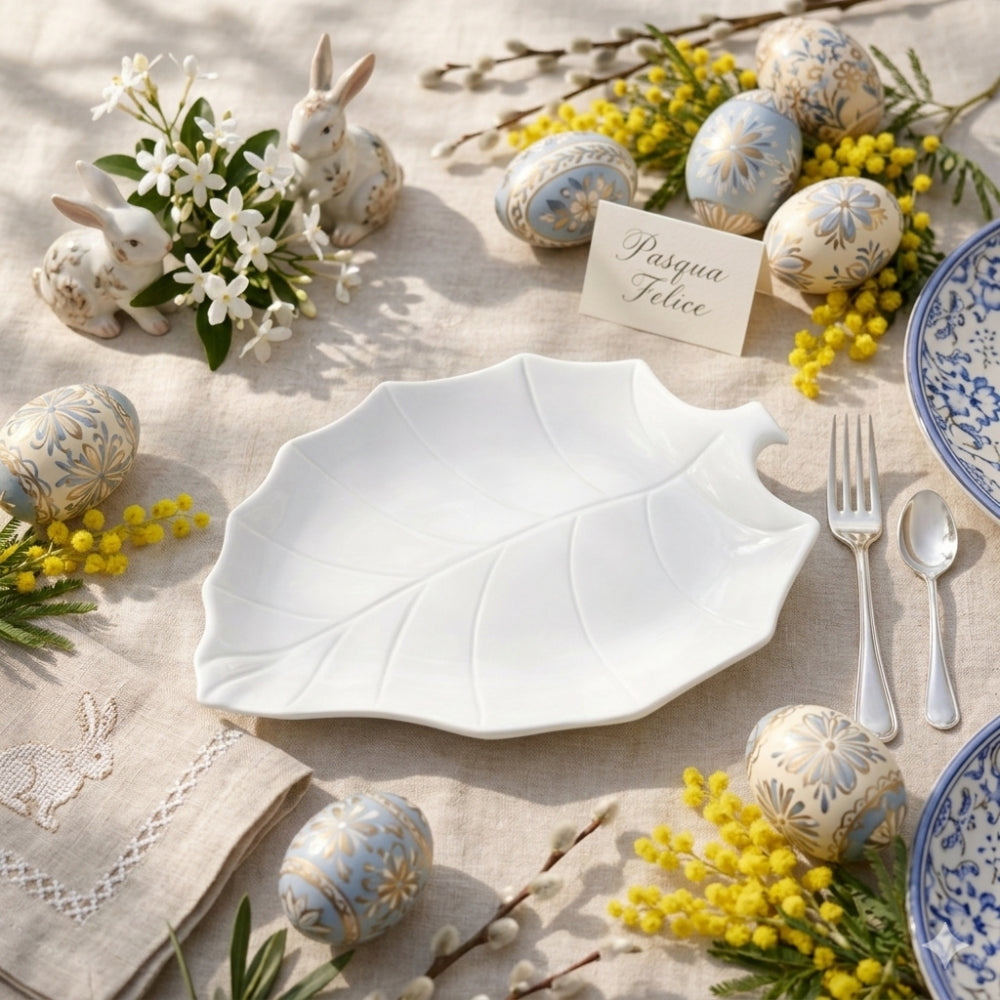 Brandani Ciotola Foglia Pioppo Porcellana 23,5x15 cm 51553