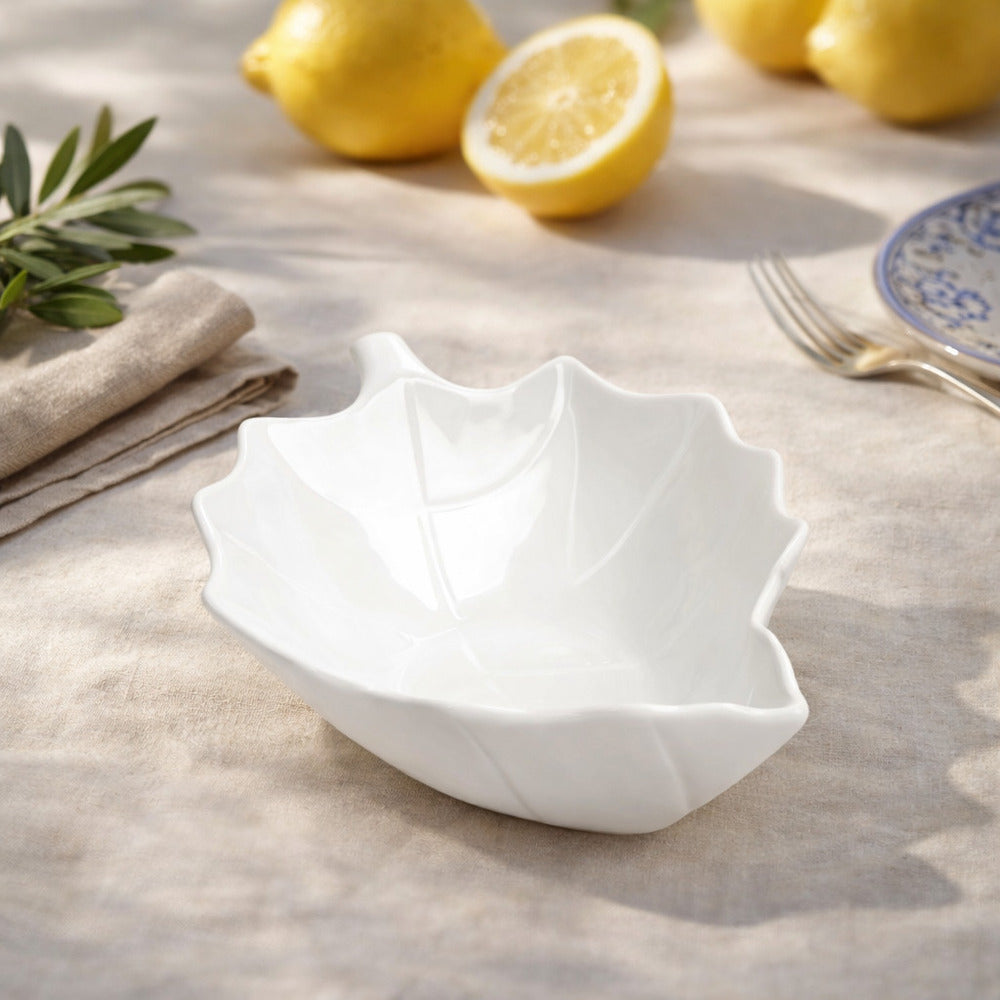 Brandani Ciotola Foglia Pioppo Porcellana 26,5x18 cm 51554