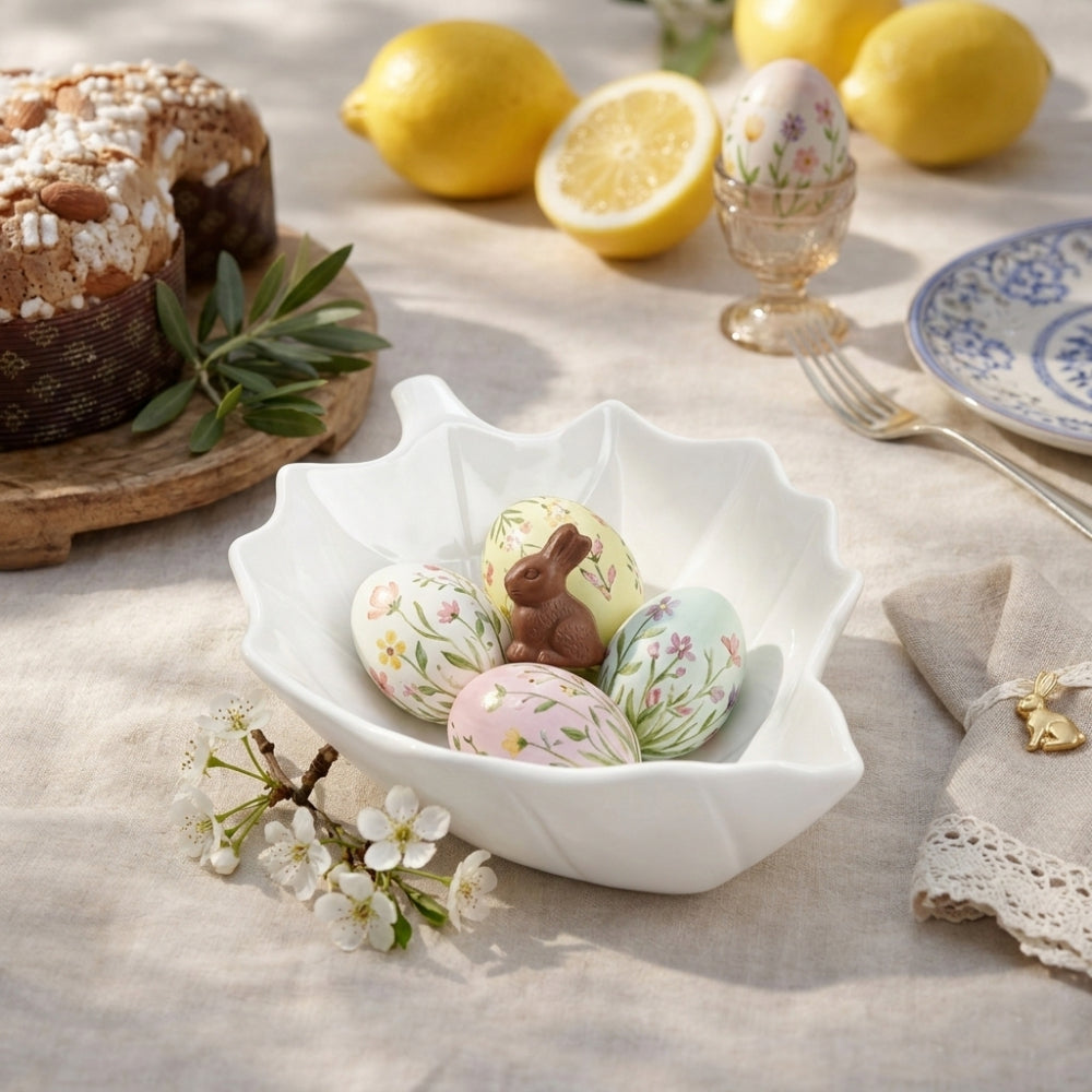 Brandani Ciotola Foglia Pioppo Porcellana 26,5x18 cm 51554