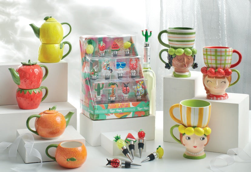 Brandani I Fruttosi - Teiera con Tazza & Tazza Double in Dolomite