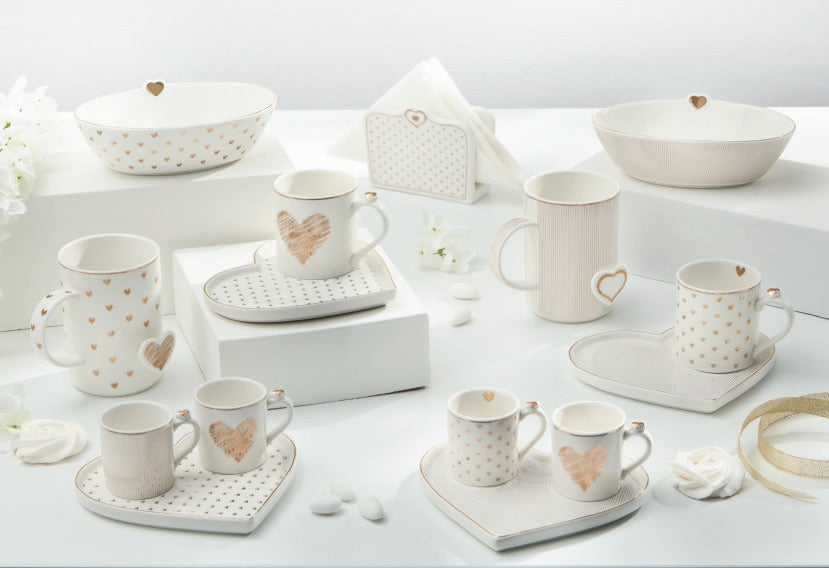 Brandani Linea Amore Mio - Bomboniere in New Bone China con Inserti Oro