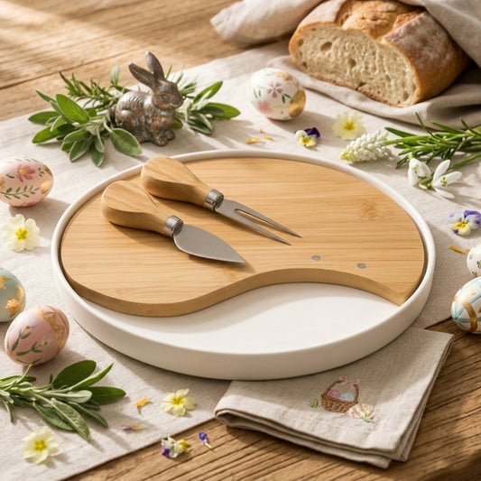 Brandani Tagliere Formaggi Porcellana Bamboo DØ 23 cm con Accessori