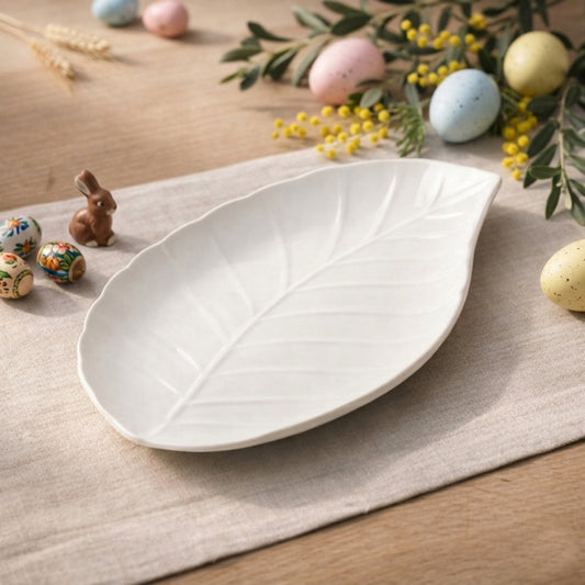 Brandani Vassoietto Foglia Alloro Porcellana Art 51130 26x18cm