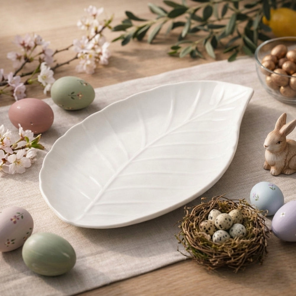 Brandani Vassoio Foglia Alloro Porcellana 31x22 cm 51131