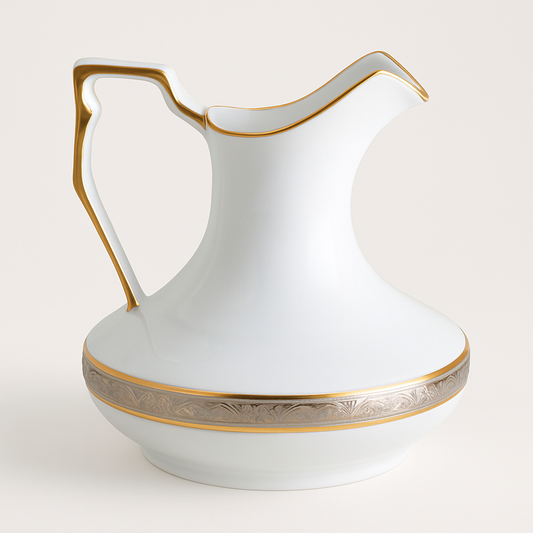 Brocca Limoges in porcellana con dettagli platino e oro 22k 16 cm – Le Favole