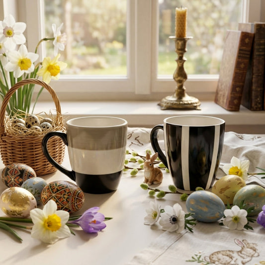 Bruno Evrard Mug 2pz Coppia Ceramica Black & White Design Moderno