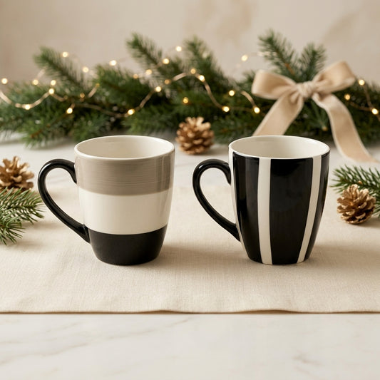 Bruno Evrard Mug 2pz Coppia Ceramica Black & White Design Moderno