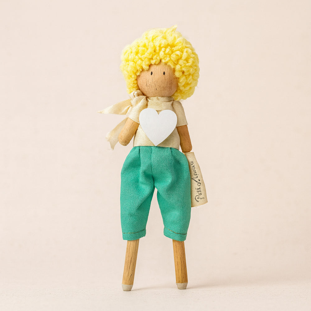 Burattino Piccolo Principe Petit Amour in tessuto 13 cm artigianale

