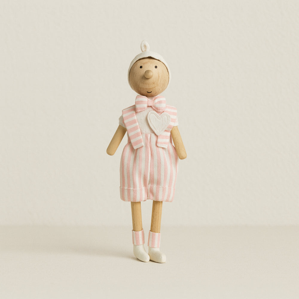 Burattino Pinocchio Petit Amour legno e tessuto 22 cm artigianale

