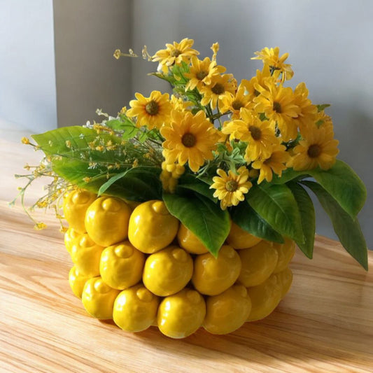 Cachepot Alberelli Decoro Limoni in Ceramica di Capodimonte Ø32 Ø45 x