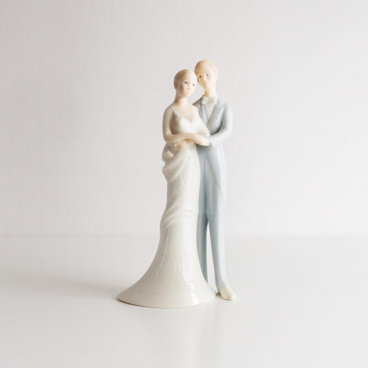 Cake topper sposi in porcellana Melograno bianca H 18 cm

