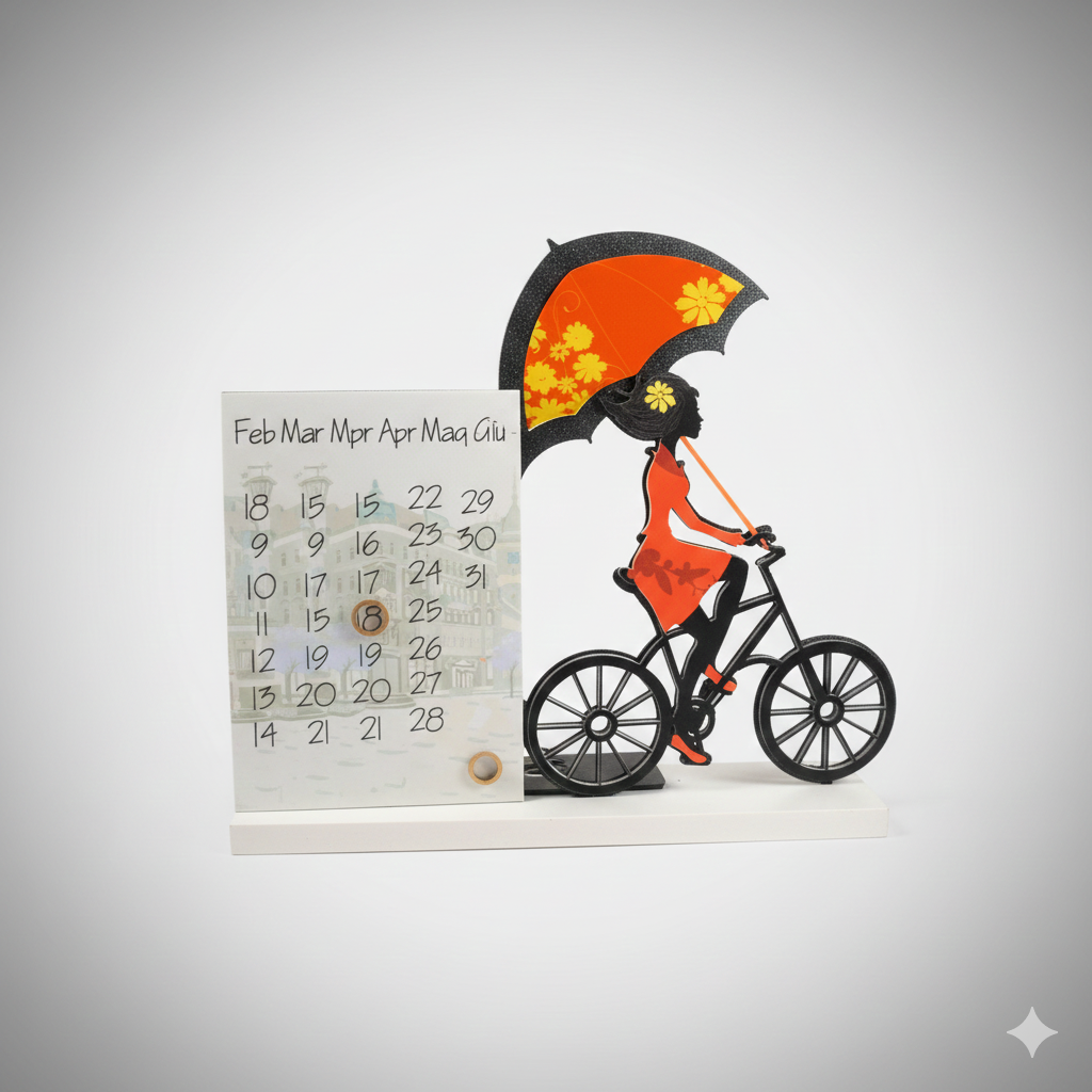 Calendario Carolina Arancio Le Ombrelline in ceramica 22x18 cm – Calendario da tavolo elegante Made in Italy