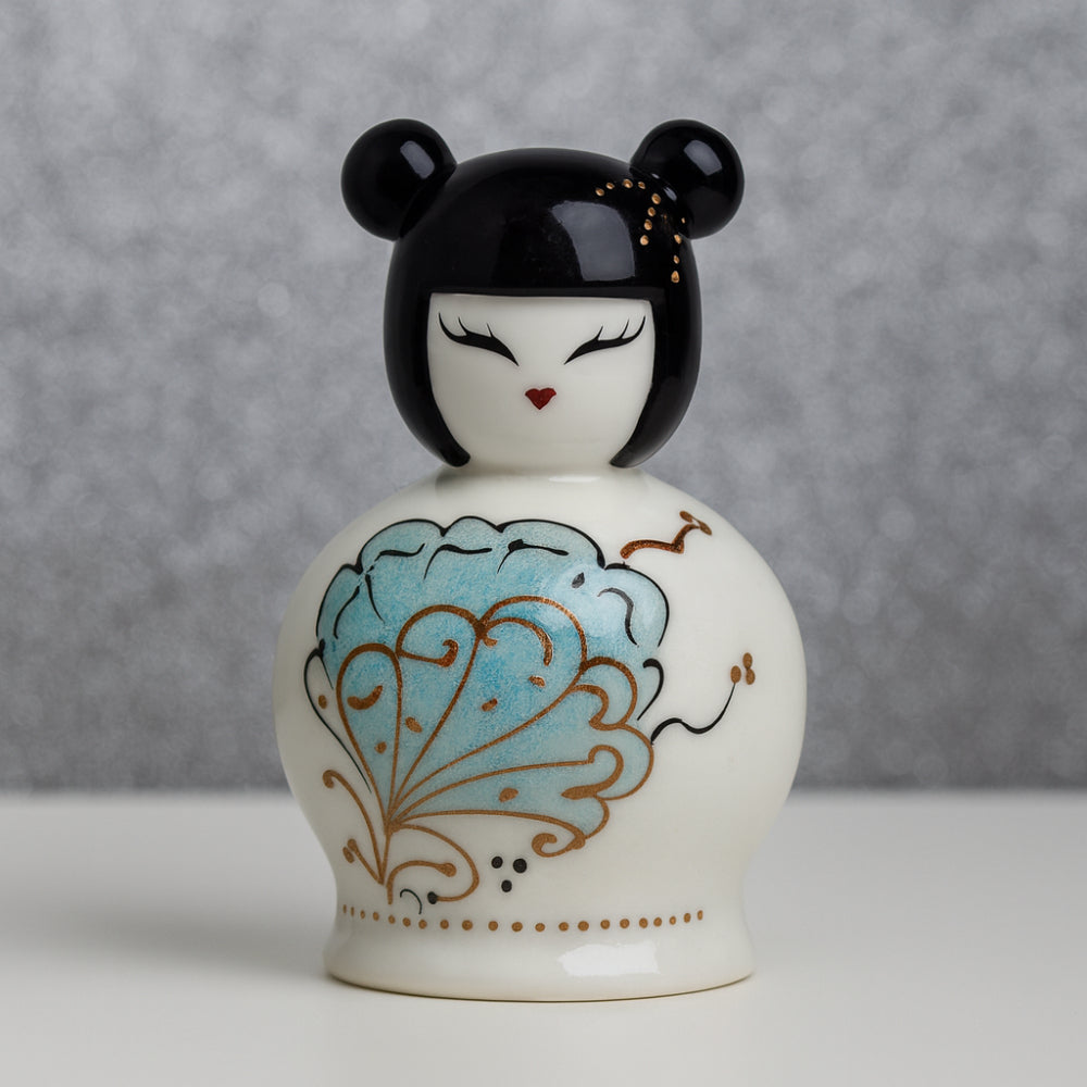 Campana Kokeshi Sharon porcellana Dandelion bomboniera H 10 cm