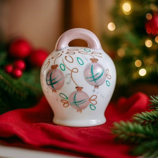 Campana Sharon Natale cipria con palline in porcellana H 12 cm – Le Favole Living

