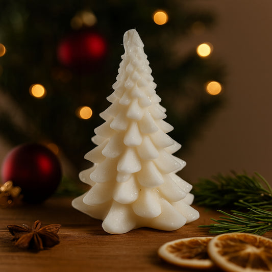 Candela profumata albero pino brinato Cereria Parma Natale elegante

