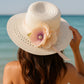 Cappello Le Favole Ø 40 cm paglia sintetica con fiori tessuto e nastro cipria