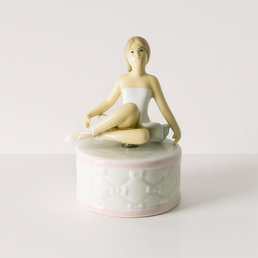 Carillon ballerina rosa Yvonne Gautier in porcellana  H14 cm