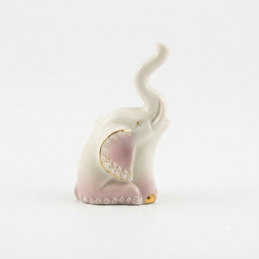 Cattin Elefante Decorativo in Porcellana Avorio Rosa Oro 11x6 cm