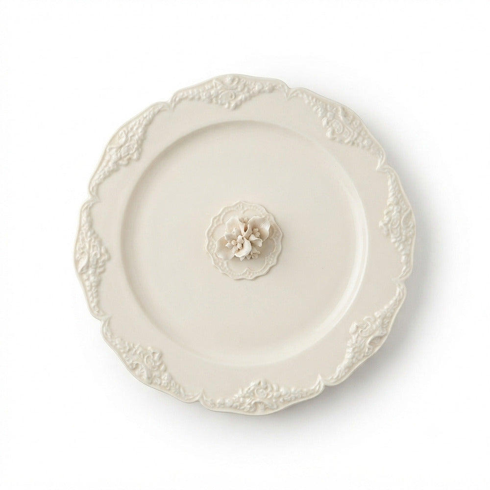 Cattin Piattino Decorativo in Porcellana Avorio Floreale 15,5 cm