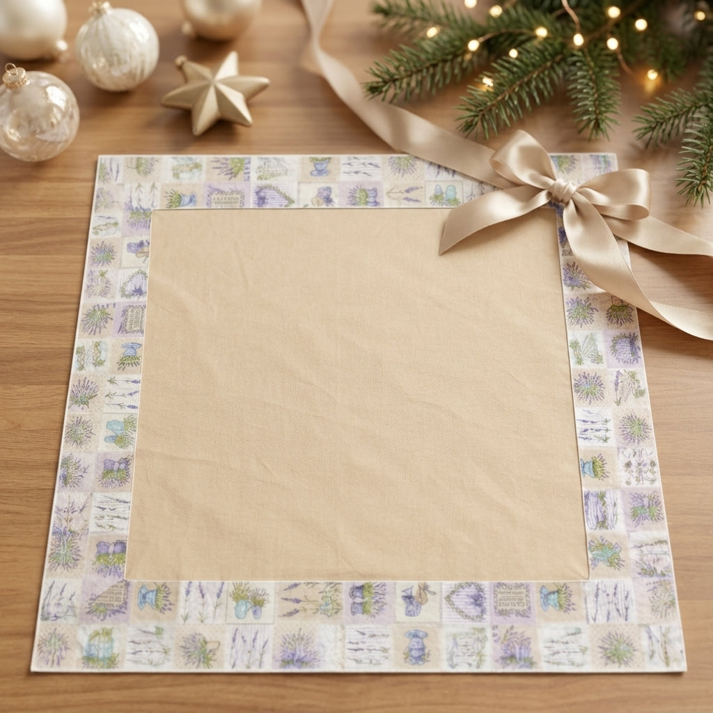 Centro Tavola Cotone Decoro Glicine 90x90 cm