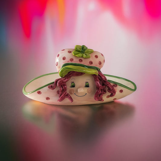 Centro tavola porta bon bon Arthesiana fragolina in ceramica dipinta a mano 27,5 cm