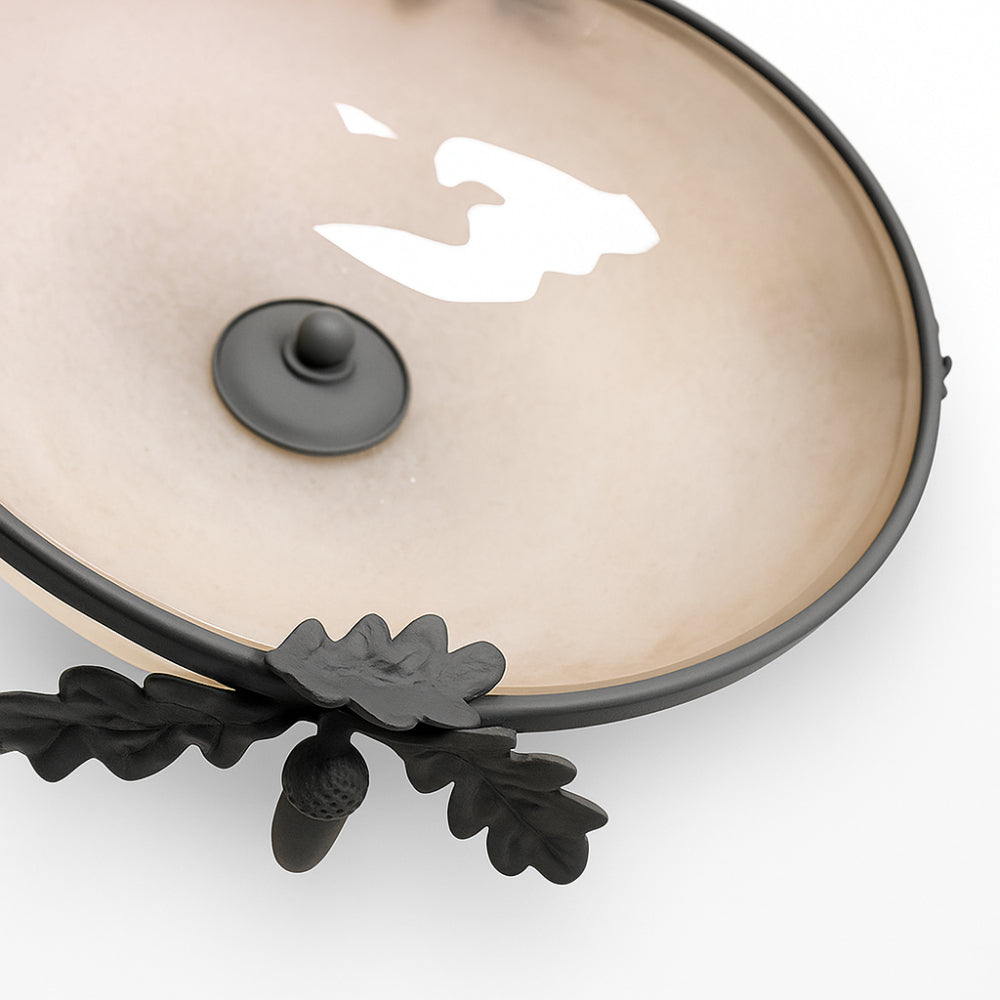 Centrotavola Ferro Battuto Grigio e Vetro Satinato Ø37×H18 cm