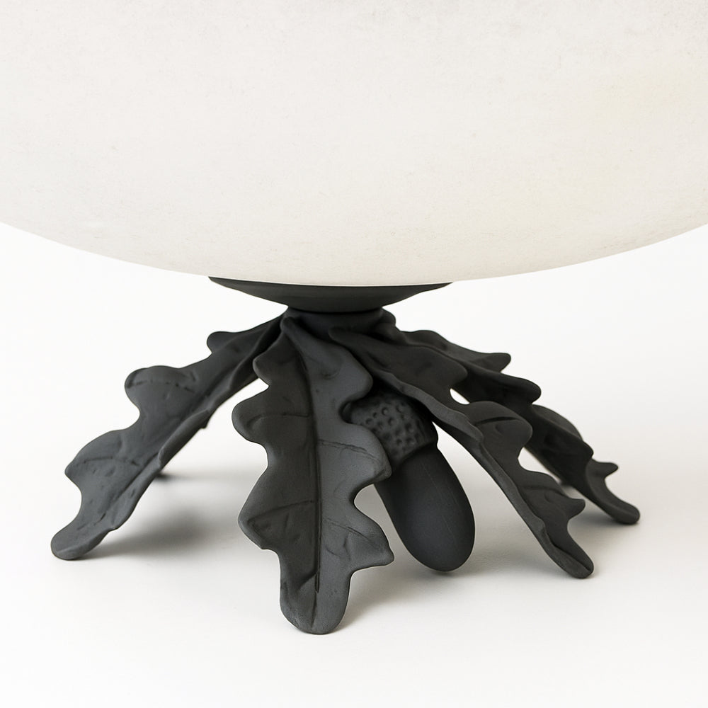 Centrotavola Ferro Battuto Grigio e Vetro Satinato Ø37×H18 cm