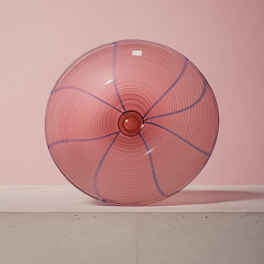 Centrotavola Michielotto vetro rosa con girali Ø 39 cm decorativo