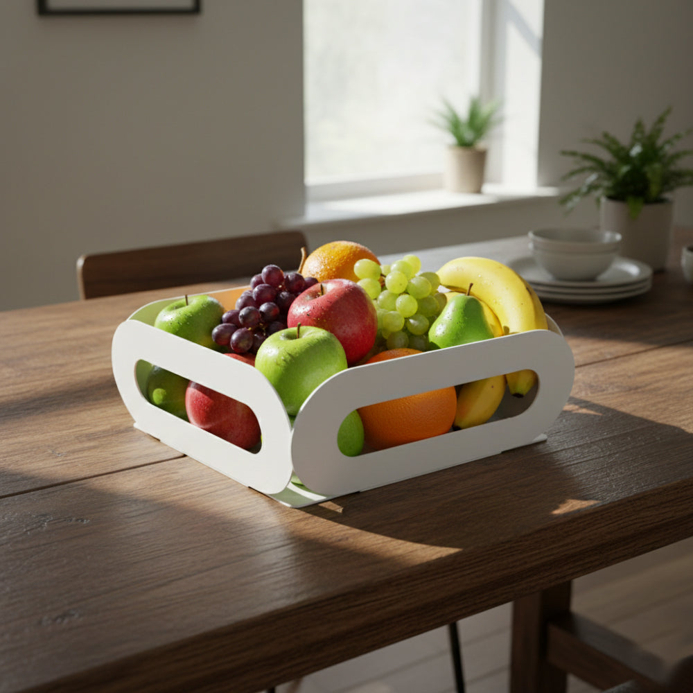 Centrotavola Negò in metallo bianco fruttiera decorativa 27x21 cm