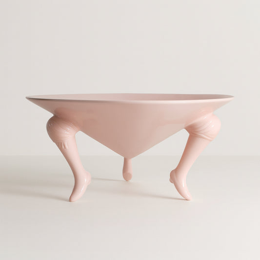 Centrotavola Rebirth rosa cipria con base punta piedi 32 cm moderno