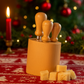 Ceppo in legno con set 3 utensili formaggio frontale
