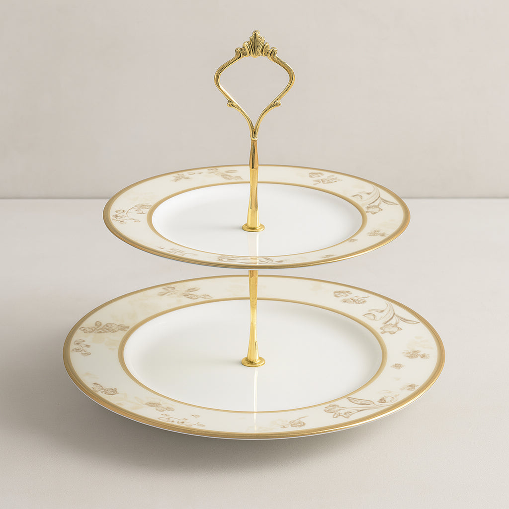 Narumi – 2 Tier Etagère Très d'Or Stand in Porcelain 