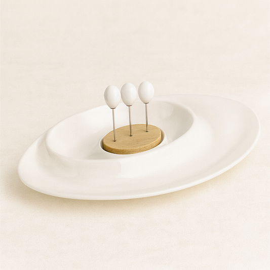 Brandani Andromeda Bamboo Porcelain Appetizer Dish 31x22.5 cm 