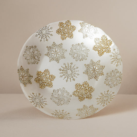 Ciotola Brandani in vetro 30 cm con decorazioni stelline bianco e oro – design natalizio ed elegante