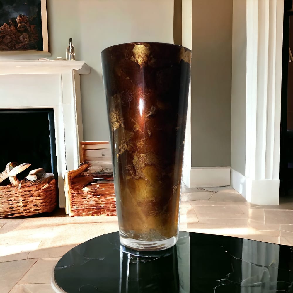 Cive Vaso In Vetro Color Bronzo H.30x14 Cm
