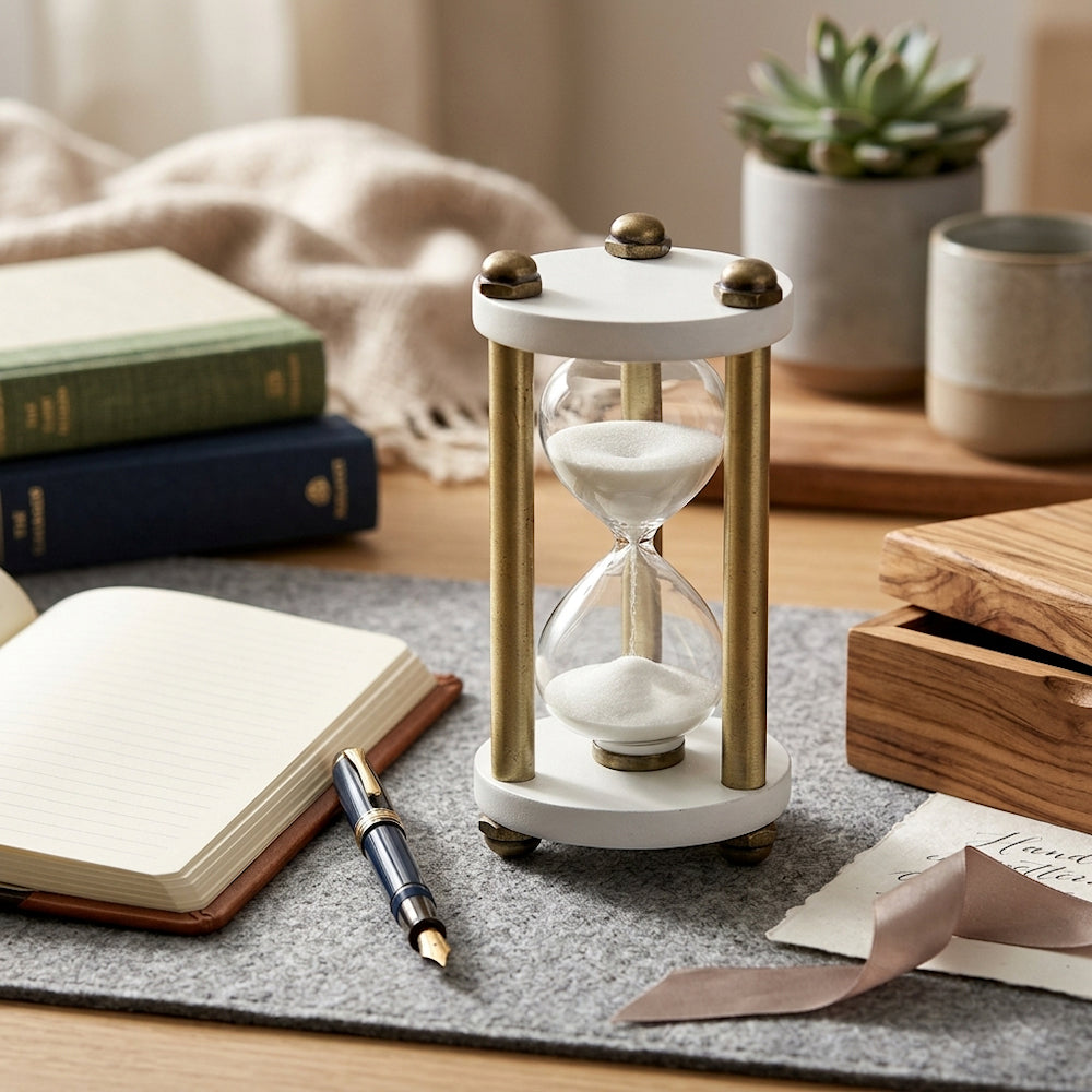 Mascagni 20D Ten Clessidra Design MN 10 Minuti-Sabbia Grigio-15 cm-Decorazione per la casa, Vetro, Grigio, 15 x 7 x 7 cm