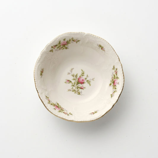 Coppetta da macedonia e dessert in porcellana avorio a rilievo con decoro floreale Rosenthal Sanssouci Ramona diametro 15 cm