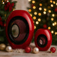 Coppia di vasi in vetro rosso e nero design moderno H 23 cm e H 10 cm